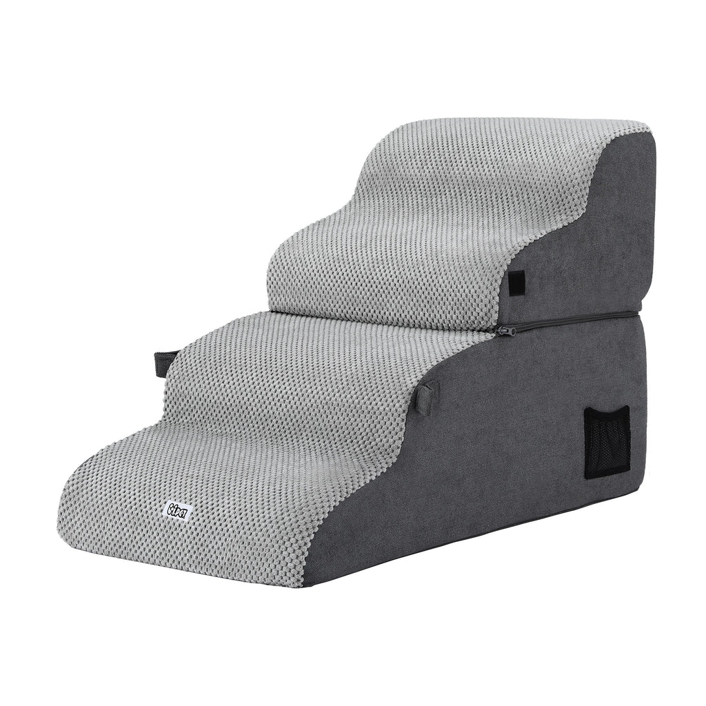i.Pet Dog Stairs and Bed 2-in-1 Sofa Car Foam Non-Slip Washable Pet Stairs Indoor Grey