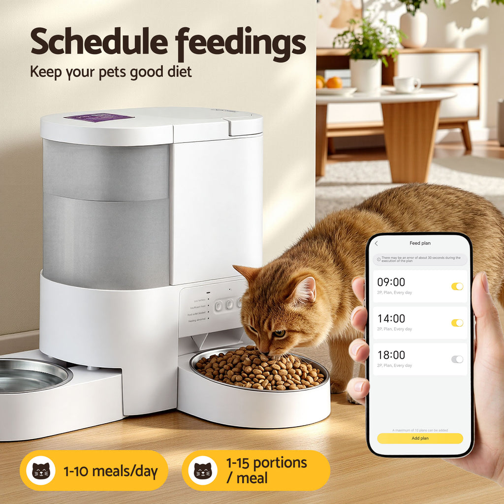 i.Pet Automatic Pet Feeder Water Dispenser 2-in-1 Smart WiFi Dog Cat Food 4L