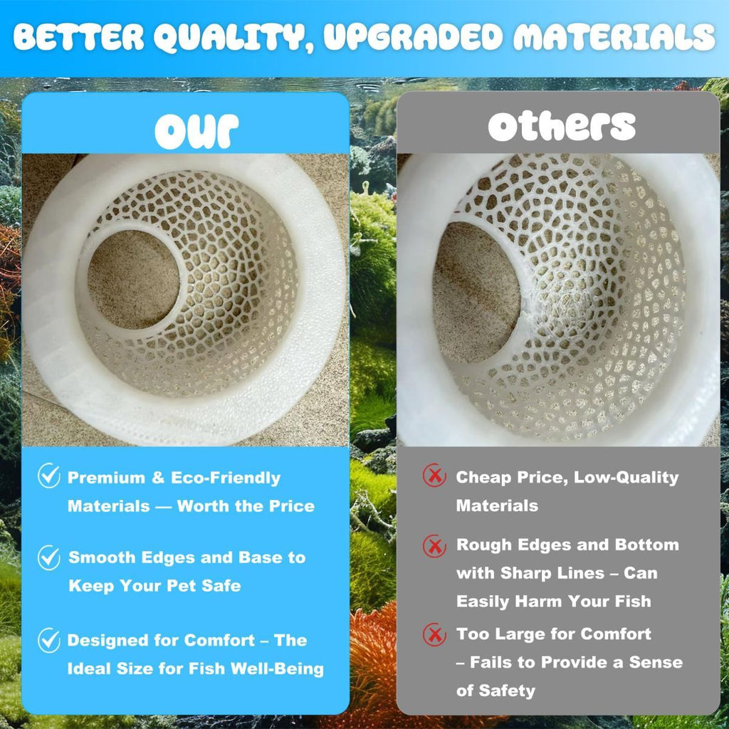 Floating Betta Hide & Shrimp Cave – 3D Printed Aquarium Hammock, Feeder & Rest Spot – Floating Betta Log & Cave Decor for Nano Tanks, Corydoras, Shrimp & Small Fish – Safe PLA, Patent Pending - Beige - Size S