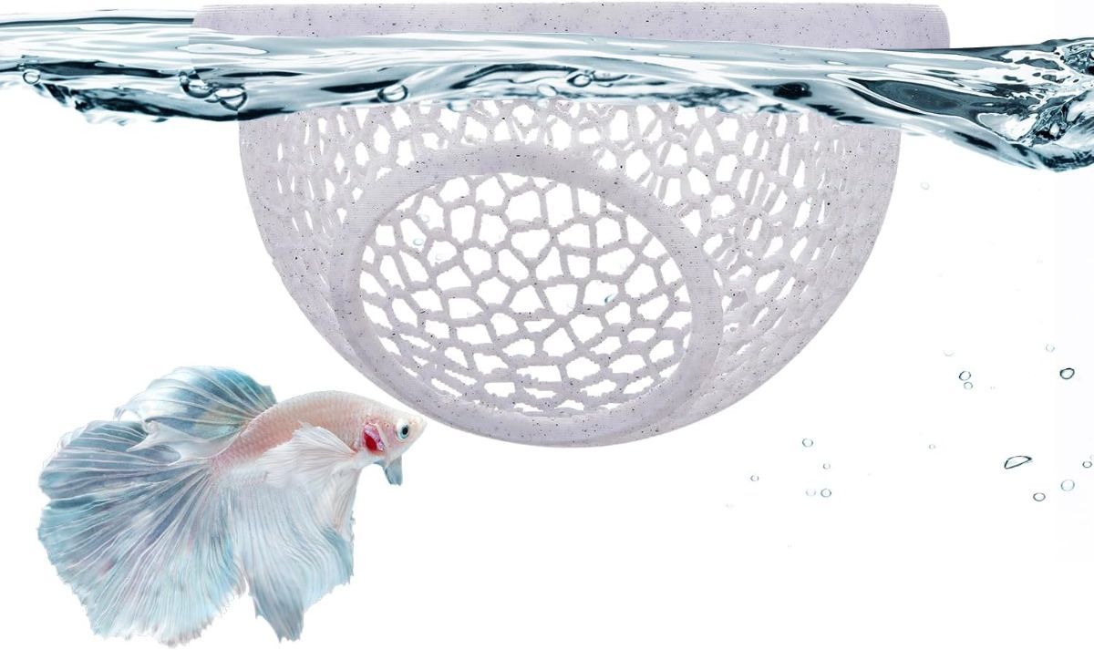 Floating Betta Hide & Shrimp Cave – 3D Printed Aquarium Hammock, Feeder & Rest Spot – Floating Betta Log & Cave Decor for Nano Tanks, Corydoras, Shrimp & Small Fish – Safe PLA, Patent Pending - Black - Size S