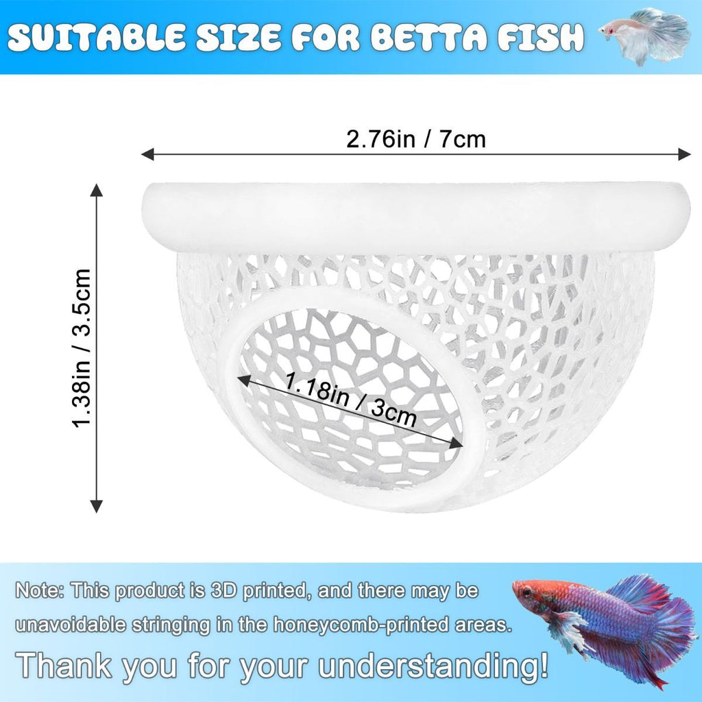 Floating Betta Hide & Shrimp Cave – 3D Printed Aquarium Hammock, Feeder & Rest Spot – Floating Betta Log & Cave Decor for Nano Tanks, Corydoras, Shrimp & Small Fish – Safe PLA, Patent Pending - Blue - Size S