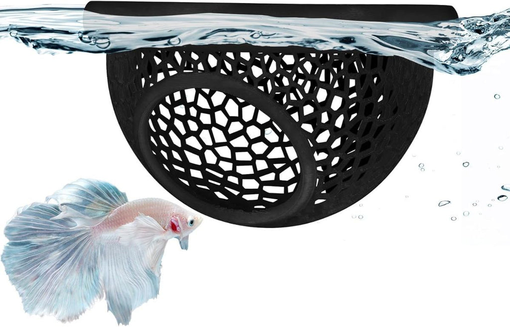 Floating Betta Hide & Shrimp Cave – 3D Printed Aquarium Hammock, Feeder & Rest Spot – Floating Betta Log & Cave Decor for Nano Tanks, Corydoras, Shrimp & Small Fish – Safe PLA, Patent Pending - Pink - Size S
