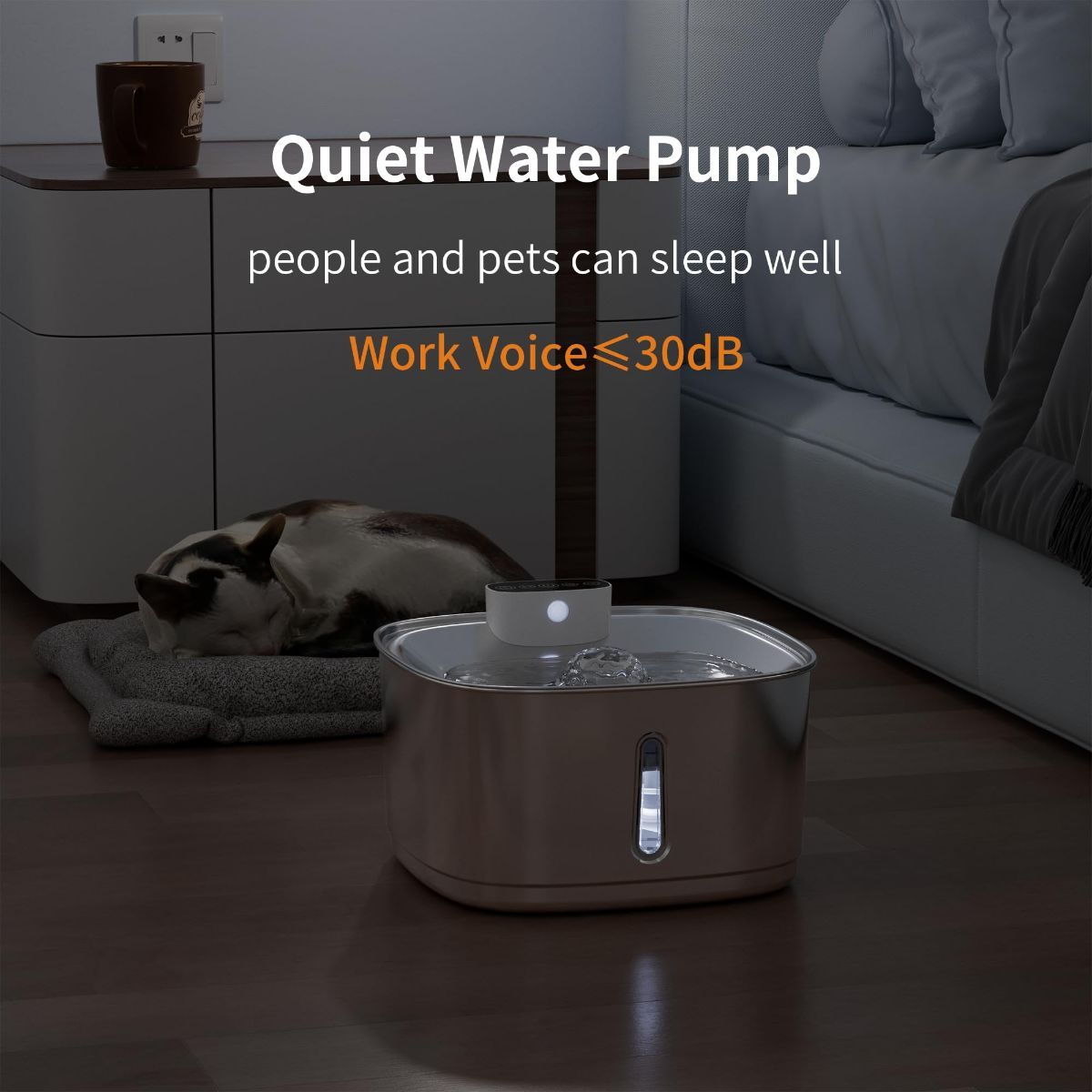 Stainless Steel Cat Water Fountain - 108oz/3.2L Pet Water Fountain Cordless with Motion Sensor, 4 Replacement Filters, Ultra-Quiet Auto Dog Water Dispenser Battery Powered - Silver - Size 19cm