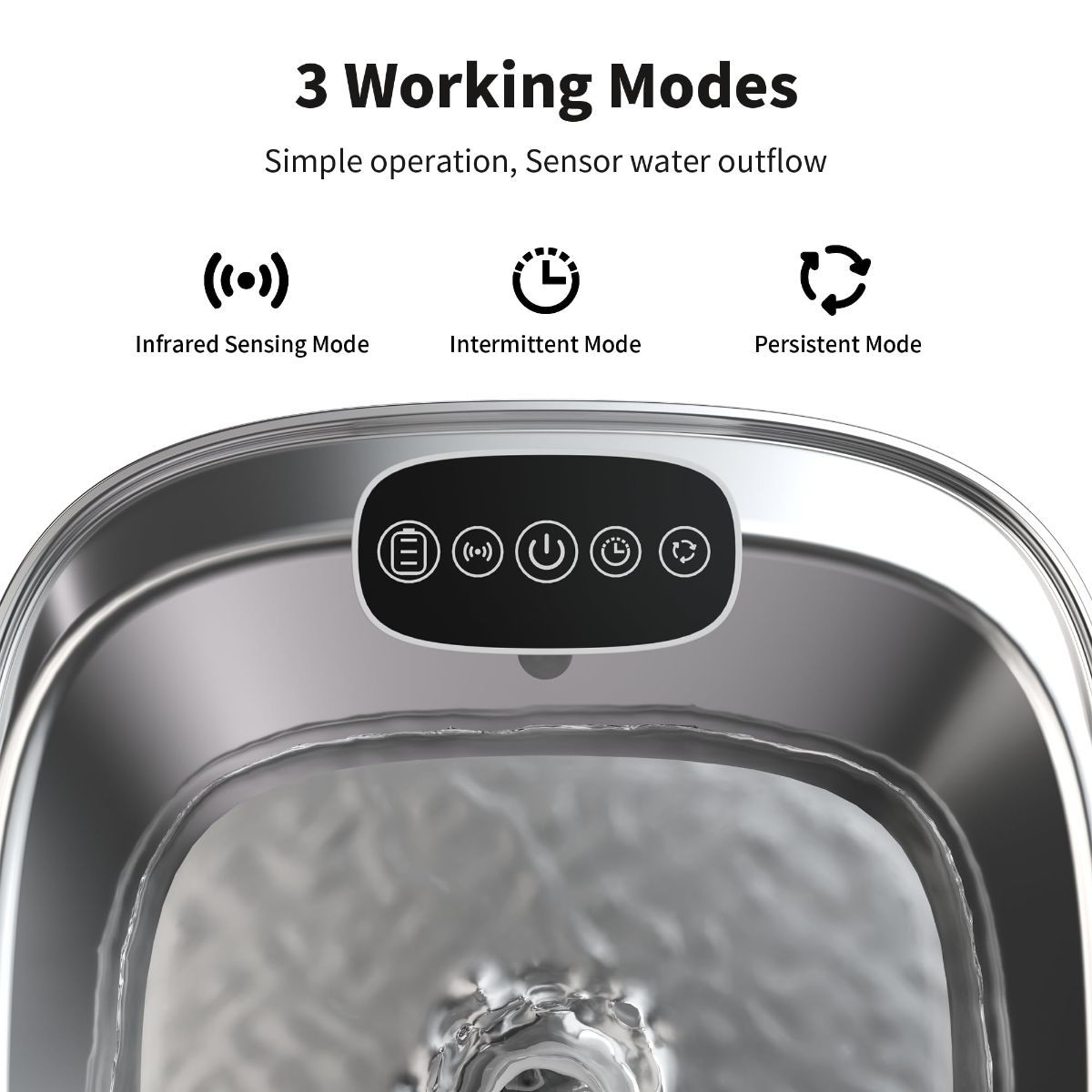 Stainless steel and Plastic Cat Water Fountain - 108oz/3.2L Pet Water Fountain Cordless with Motion Sensor, 4 Replacement Filters, Ultra-Quiet Auto Dog Water Dispenser Battery Powered - Silver-White - Size 19cm