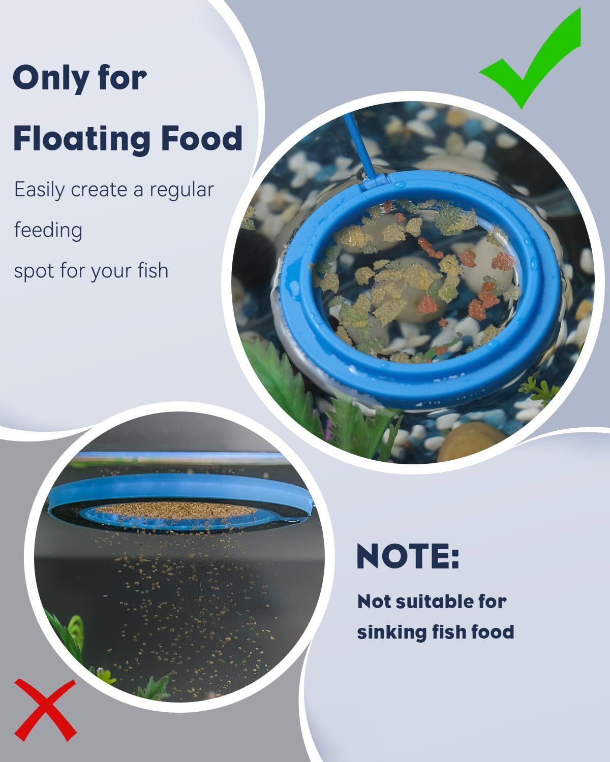 Betta Feeding Ring, Prevent Water Turbulence from Washing Food into Filter, Practical Round Floating Food, Suitable for Guppy, Goldfish and Other Small Fish (5 Pc)