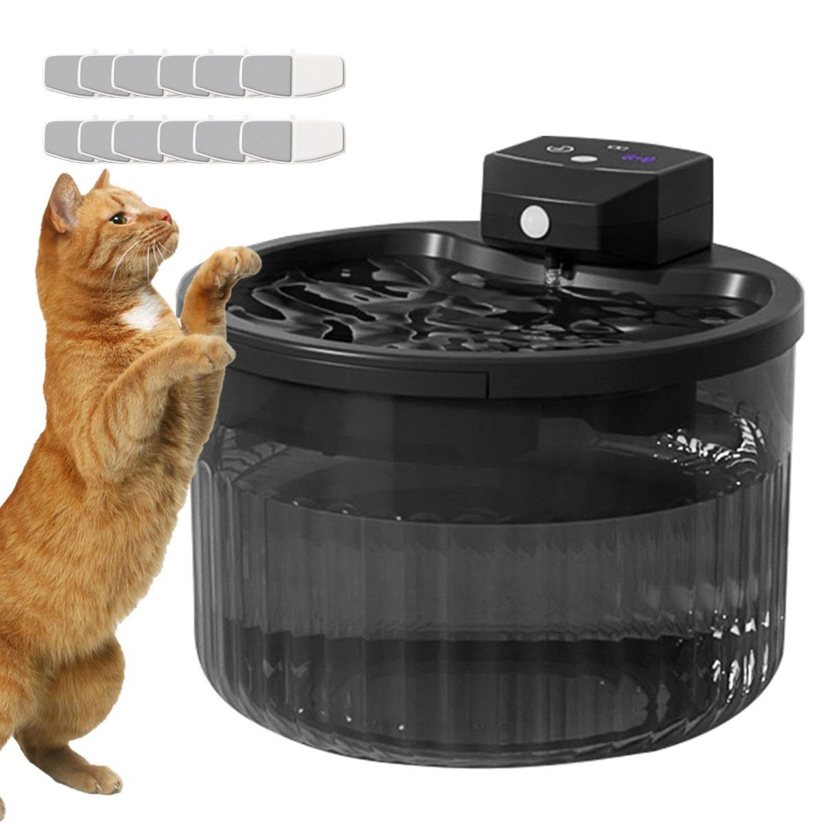 Wireless Cat Water Fountain for Drinking, 5000Mah Battery Powered Pet Water Fountain with Motion Sensor, 12 Filtersand Super Silent Pump for Cats and Dogs - White - Size 19.5*16.5cm