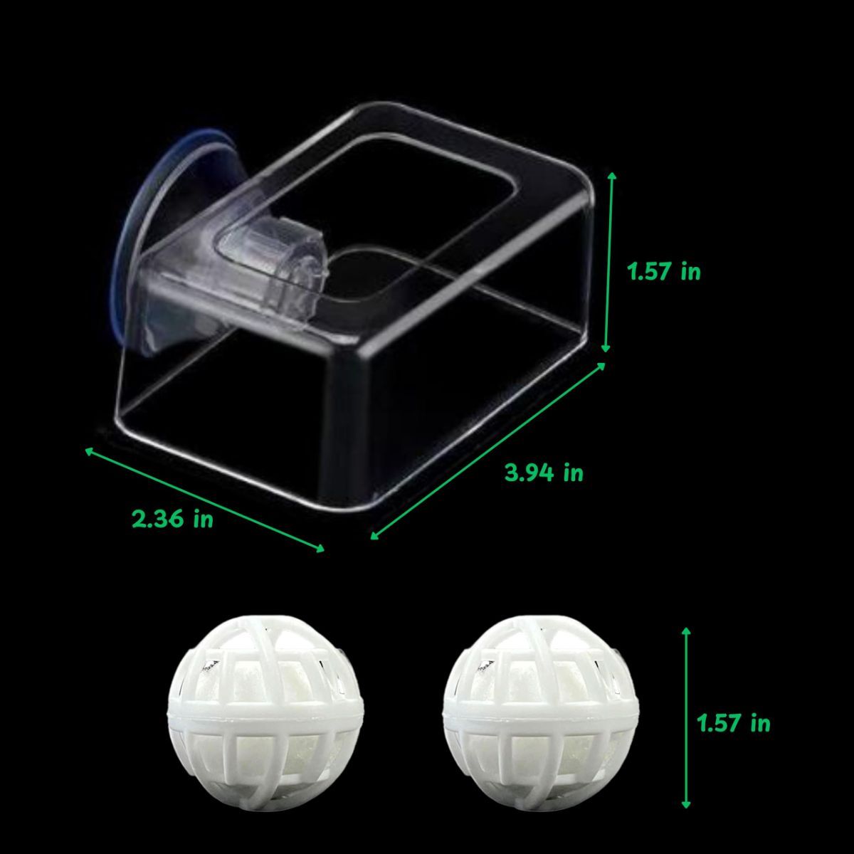 Fish Feeding Box Ring for Turtle with Filter Ball Set, Fish Feeder Ring and Nitrifying Ball, Betta Feeding Floating, Turtle Enrichment Toys, Floating Betta Food Holder (Clear，2Pcs） - Clear - Size S