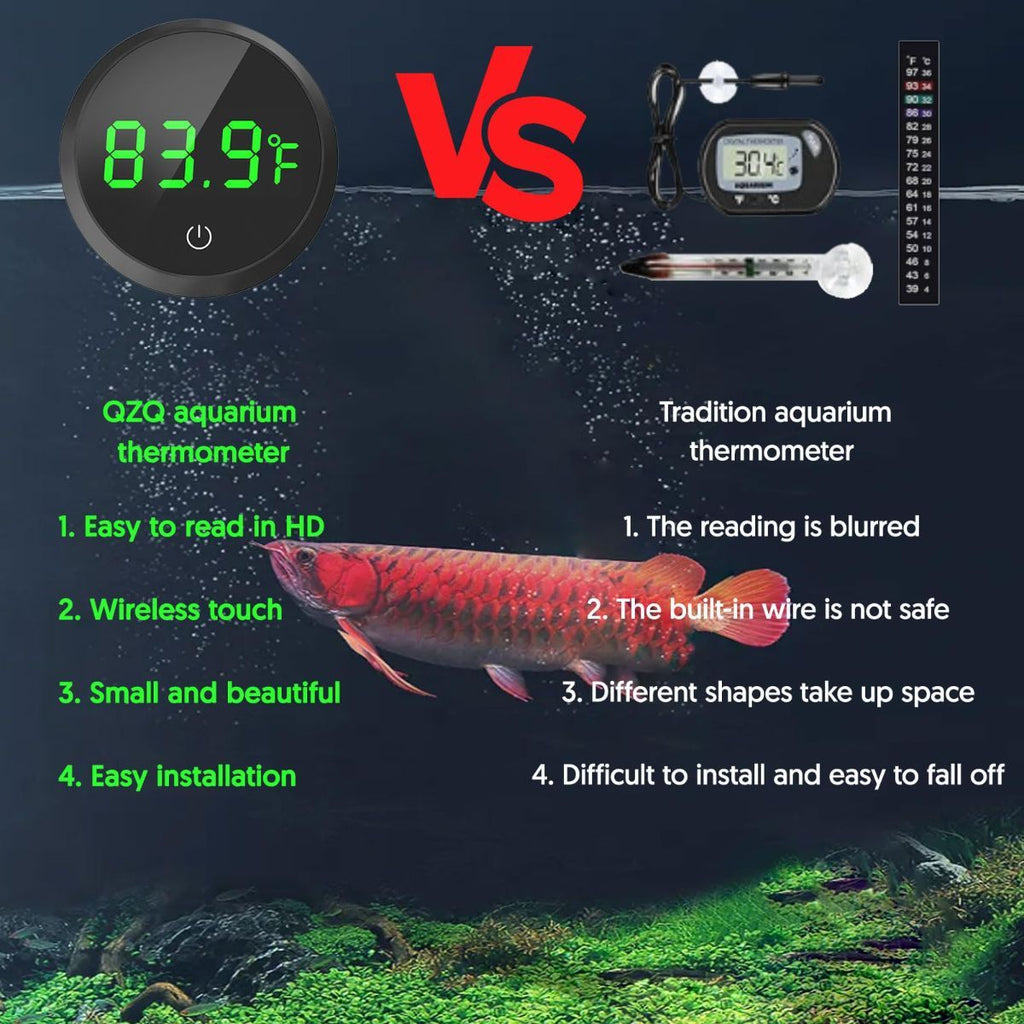 Fish Tank Thermometer Aquarium Thermometer Wireless Touch Stick Digital Aquarium Thermometer LED Display ±1°F for Monitoring The Fish Tank Aquarium Temperature Accessories - White - Size 1.77in