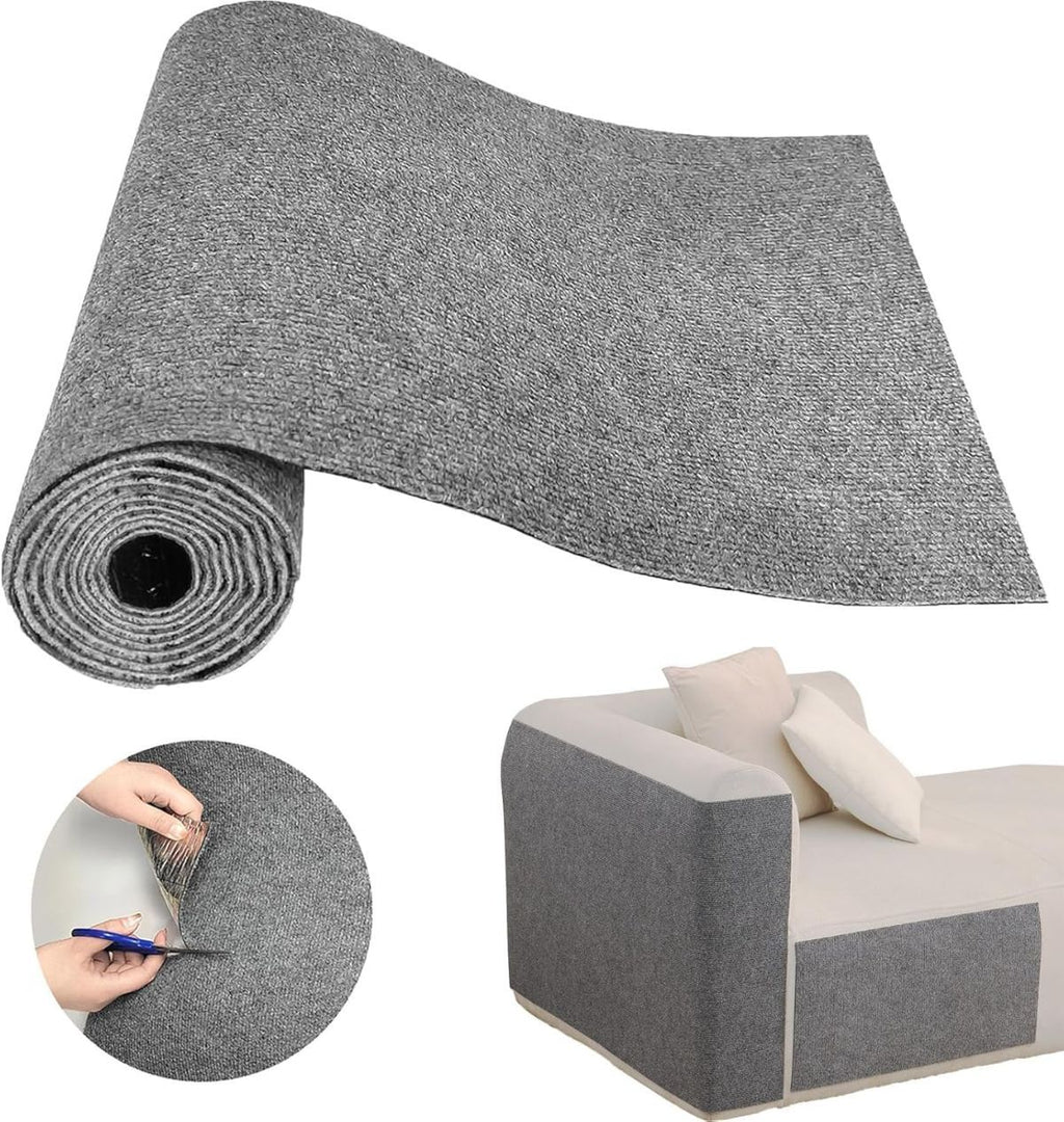 196.8"X15.8" Self-Adhesive Cat Scratching Mat - Durable Couch Protector from Cat Claws, DIY Furniture Protector from Cats Scratching, Sticky cat Scratch Wall mat- No Residue, Safe for Cats - Gray