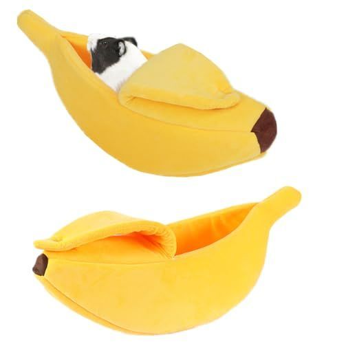 Medium Creative Banana Shape pet Bed, Warm and Soft Banana Bed for Hedgehog, Hamster Chinchilla, Guinea Pigs, Ferret,Kitten Puppy - Yellow