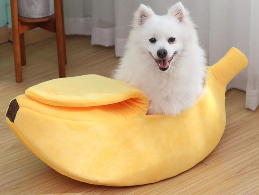 Small Creative Banana Shape pet Bed, Warm and Soft Banana Bed for Hedgehog, Hamster Chinchilla, Guinea Pigs, Ferret,Kitten Puppy - Yellow