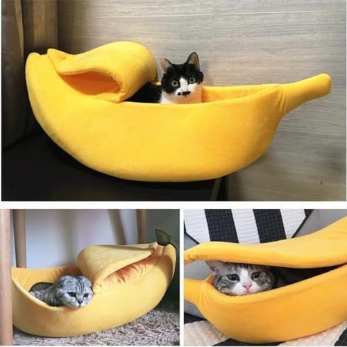 Small Creative Banana Shape pet Bed, Warm and Soft Banana Bed for Hedgehog, Hamster Chinchilla, Guinea Pigs, Ferret,Kitten Puppy - Yellow