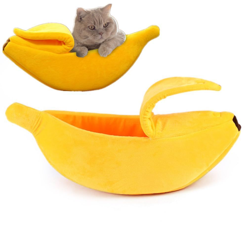 Small Creative Banana Shape pet Bed, Warm and Soft Banana Bed for Hedgehog, Hamster Chinchilla, Guinea Pigs, Ferret,Kitten Puppy - Yellow