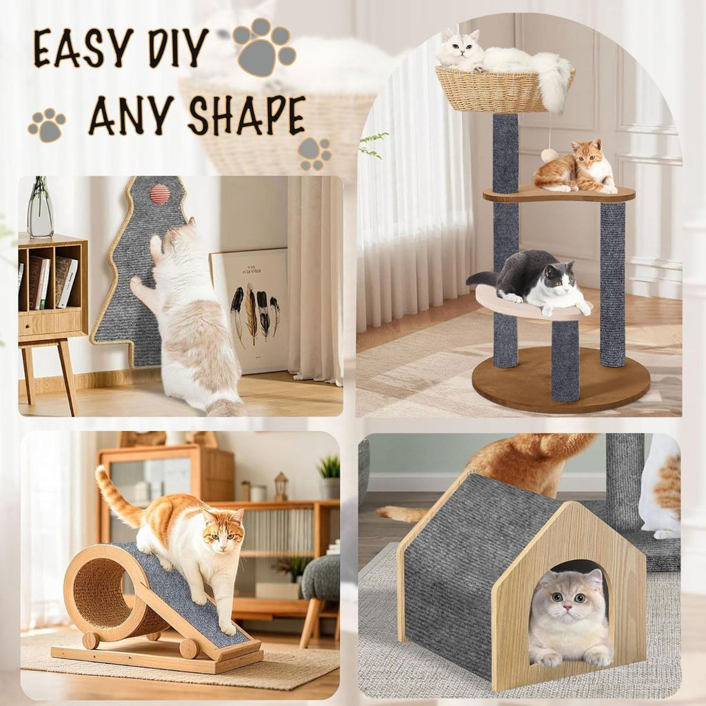 118"X15.8" Self-Adhesive Cat Scratching Mat - Durable Couch Protector from Cat Claws, DIY Furniture Protector from Cats Scratching, Sticky cat Scratch Wall mat- No Residue, Safe for Cats - Brown