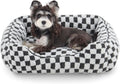 Dog Beds -Cute Cat Beds for Indoor Cats Calming Pet Beds, Rectangle Orthopedic Cuddle Puppy Bed with Jacquard Shaggy Plush & Anti Slip Bottom - Gray - Size L