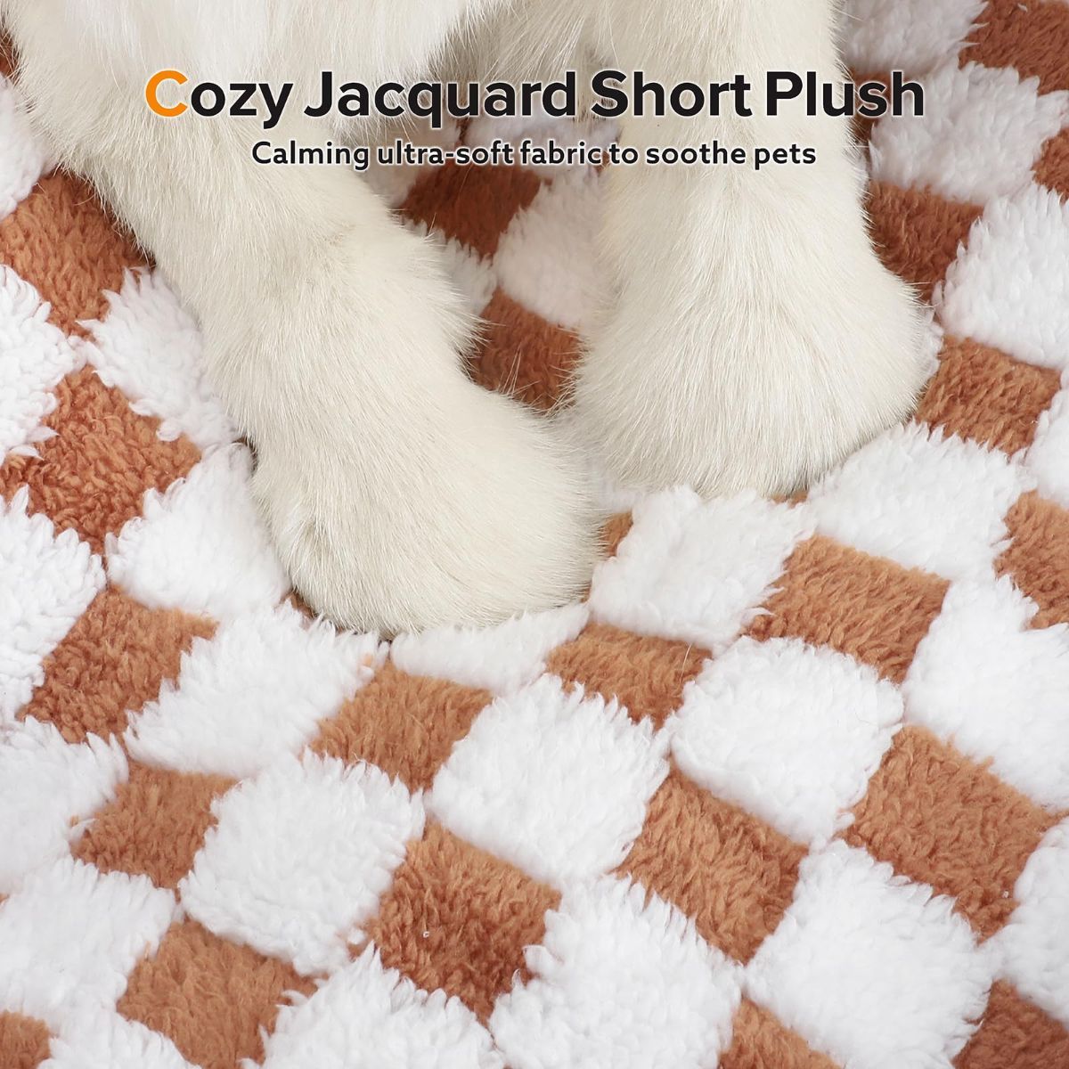 Dog Beds -Cute Cat Beds for Indoor Cats Calming Pet Beds, Rectangle Orthopedic Cuddle Puppy Bed with Jacquard Shaggy Plush & Anti Slip Bottom - Gray - Size L