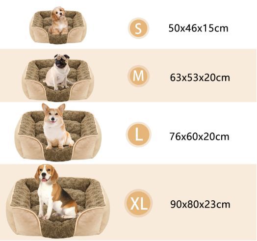 Dog Bed for Small Medium Dogs, Cat Bed for Indoor Cats. Washable Orthopedic Dog Bed. Removable Sleeping Mat, Durable Pet Bed with Anti-Slip Bottom - Camel - Size 76cm*60cm