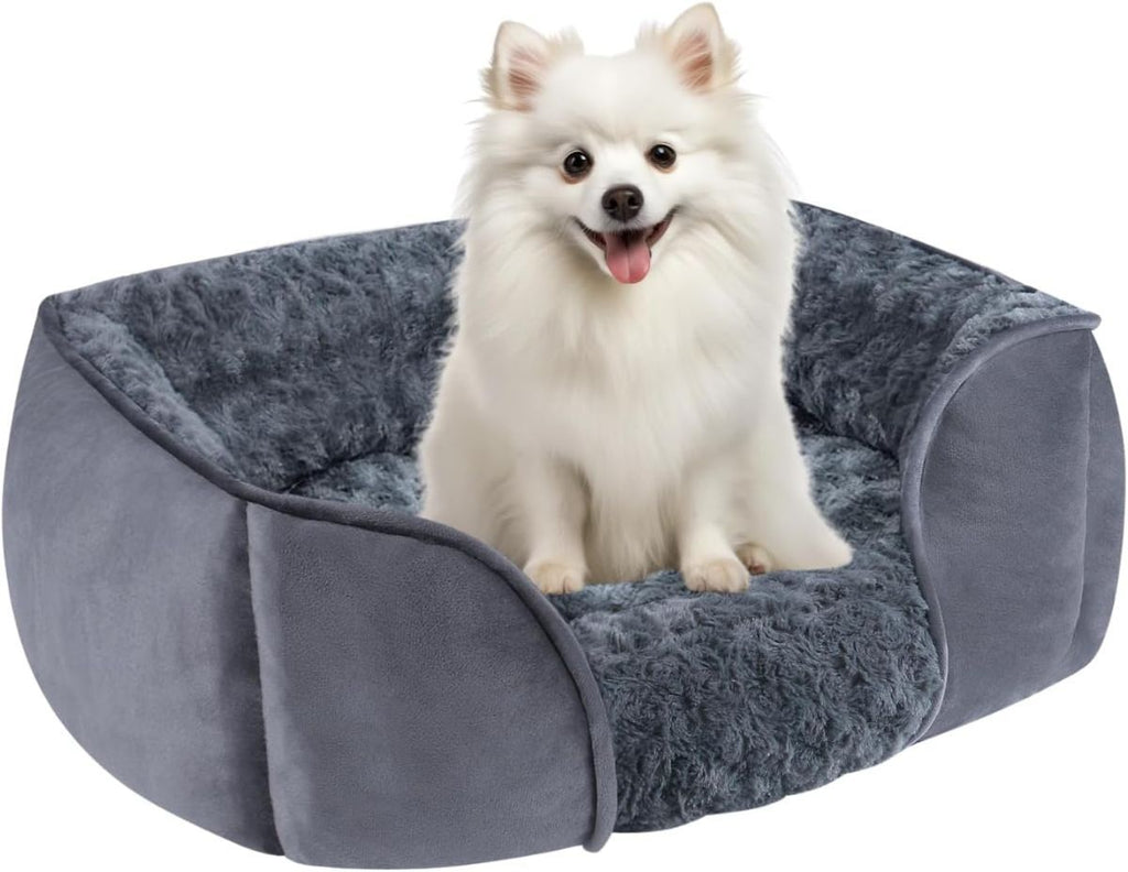 Dog Bed for Small Medium Dogs, Cat Bed for Indoor Cats. Washable Orthopedic Dog Bed. Removable Sleeping Mat, Durable Pet Bed with Anti-Slip Bottom - Dark Gray - Size 63cm×53cm