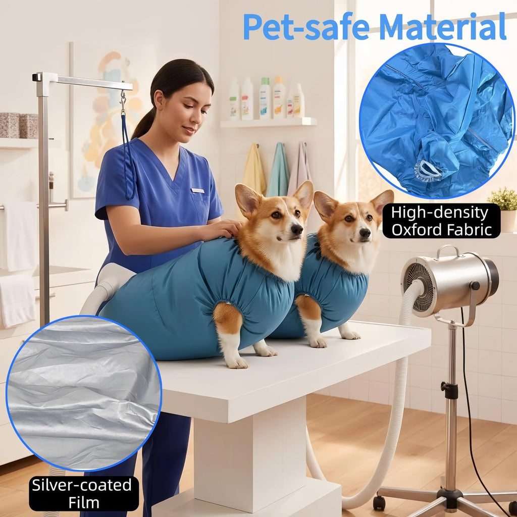 Dog Drying Bag for Quick Home Drying – Hassle-Free Grooming After Baths, M (Blue)