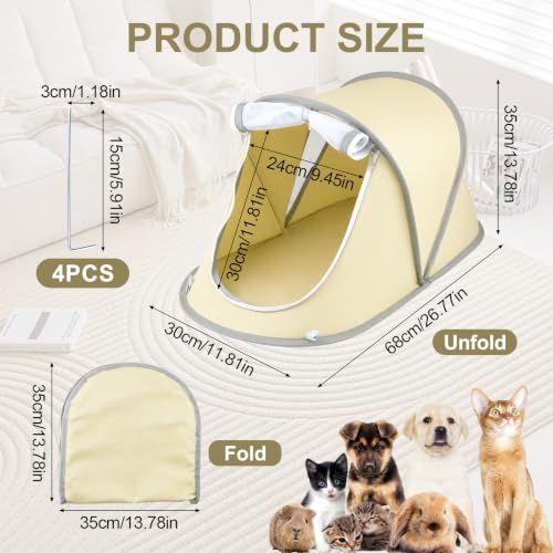 Portable Foldable Pet Tent for Indoor Outdoor Use, Perfect for Cats & Small Pets (Beige)
