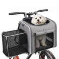 Dog Bike Basket Pet Carrier Backpack 3-in-1, Foldable Expandable Cat Carrier for Bicycle Handlebar, Soft-Sided Breathable Mesh Travel Bag for Small Dogs Cats Up to 18 lbs(gray)