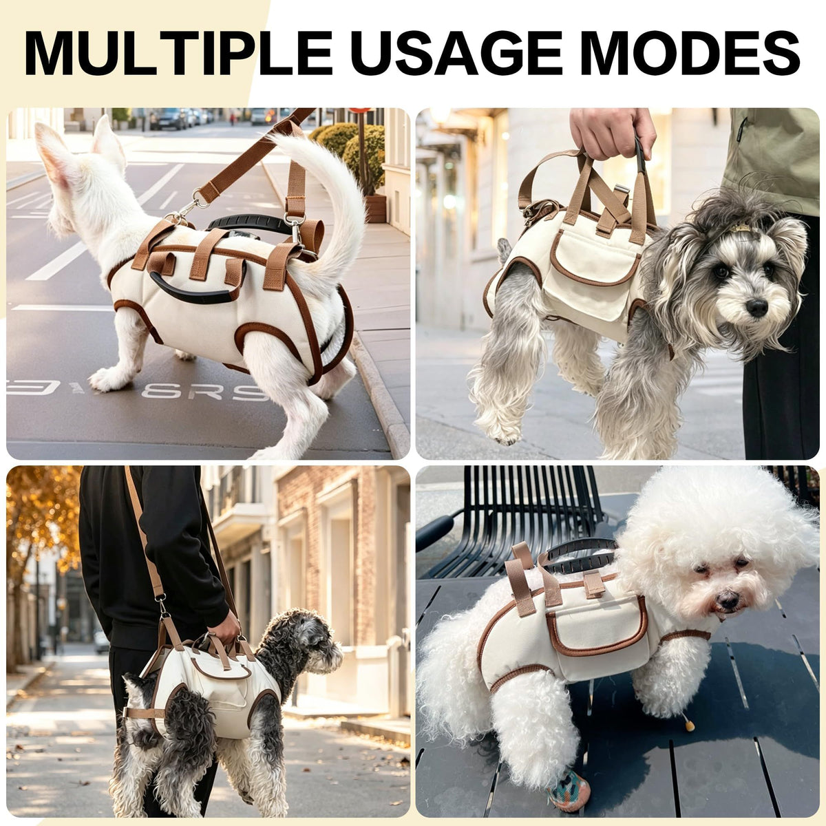 Hands Free Dog Backpack Carrier for Small Dogs, Breathable Pet Carrier with Adjustable Straps,Portable Shoulder Carrier Sling Backpack for Hiking, Camping, Walking, Cycling,L(Brown)