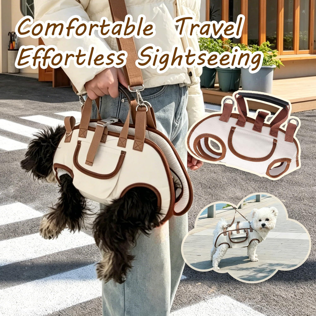 Hands Free Dog Backpack Carrier for Small Dogs, Breathable Pet Carrier with Adjustable Straps,Portable Shoulder Carrier Sling Backpack for Hiking, Camping, Walking, Cycling,XL(Brown)