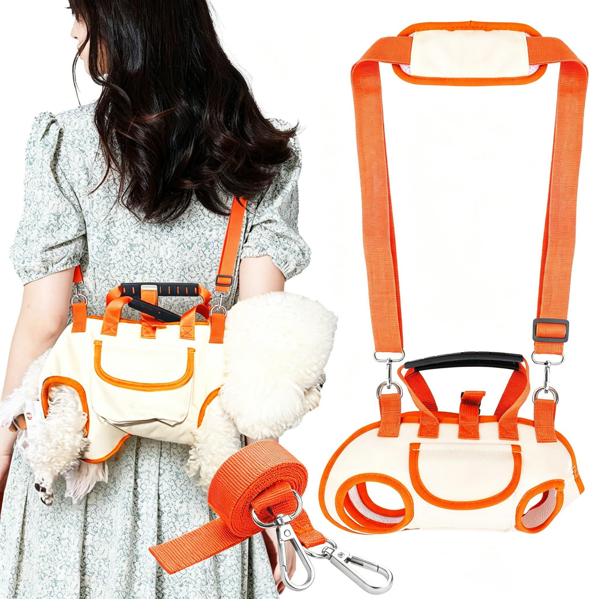Hands Free Dog Backpack Carrier for Small Dogs, Breathable Pet Carrier with Adjustable Straps,Portable Shoulder Carrier Sling Backpack for Hiking, Camping, Walking, Cycling,XL(Brown)