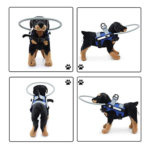 Blind Dog Ring,Adjustable Blind Dog Harness,Blind Dog Bumper to Protect Cats and Dogs with Blindness, Blurred Vision, Sick Eyes from Collision, M (Red)