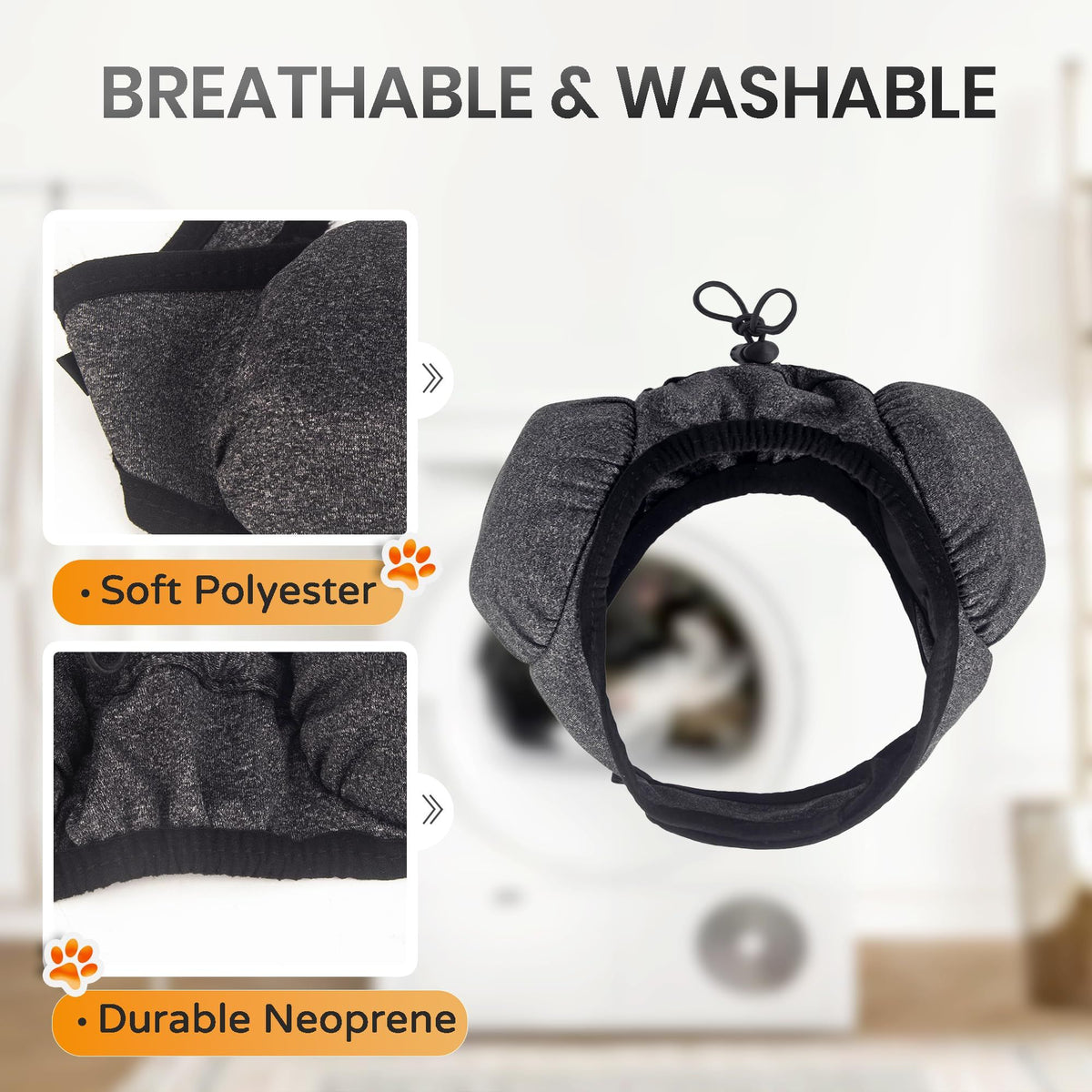 28dB Dog Ear Muffs Noise Protection,soft polyester, neoprene, noise relief for fireworks, thunderstorms, grooming, fits all breeds no flap ear wrap, S (Gray)