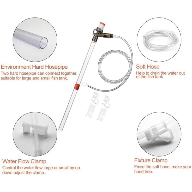 Aquarium Vacuum Cleaner Fish Tank Gravel Cleaning Kit With Siphon For Water Change - Cleaning Pump With Air Pressure