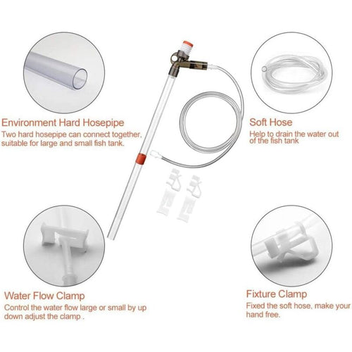 Aquarium Vacuum Cleaner Fish Tank Gravel Cleaning Kit With Siphon For Water Change - Cleaning Pump With Air Pressure