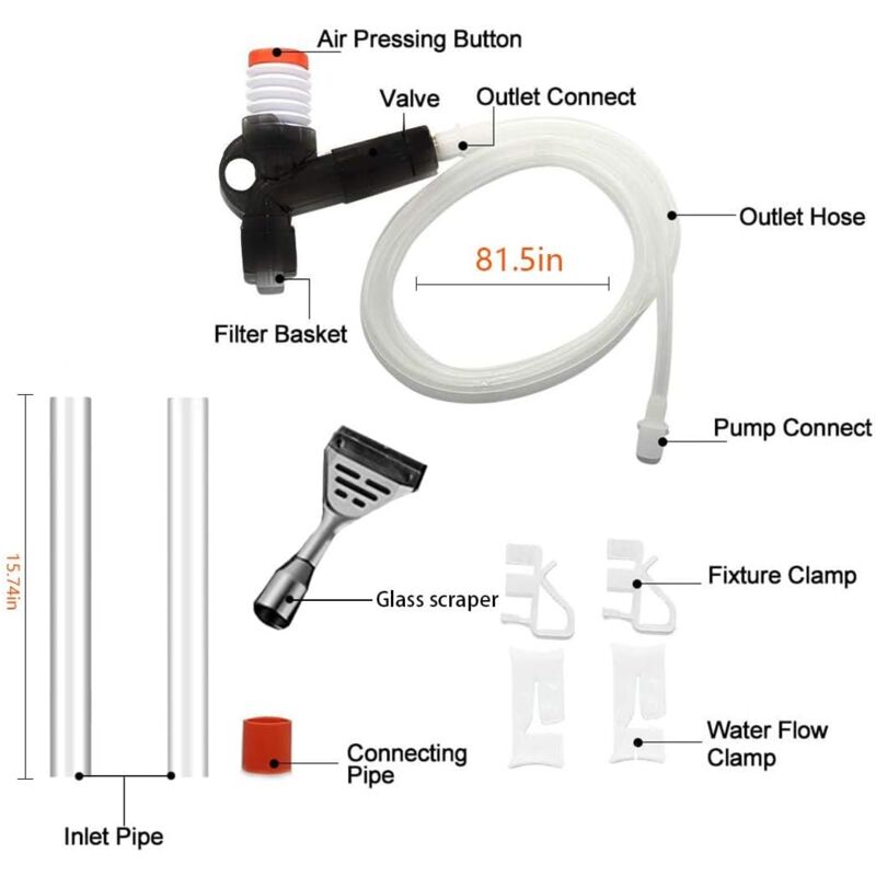 Aquarium Vacuum Cleaner Fish Tank Gravel Cleaning Kit With Siphon For Water Change - Cleaning Pump With Air Pressure