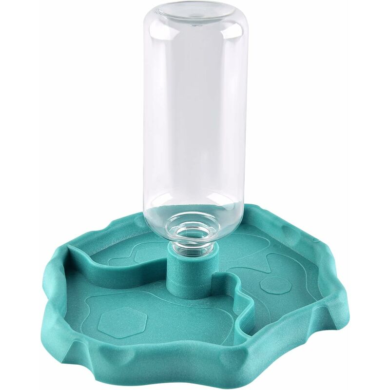 Reptile Water Dispenser, 2 In 1 Anti-Overflow Food Dispenser Bowl, Plastic Food Bowl For Tortoise Gecko - Blue