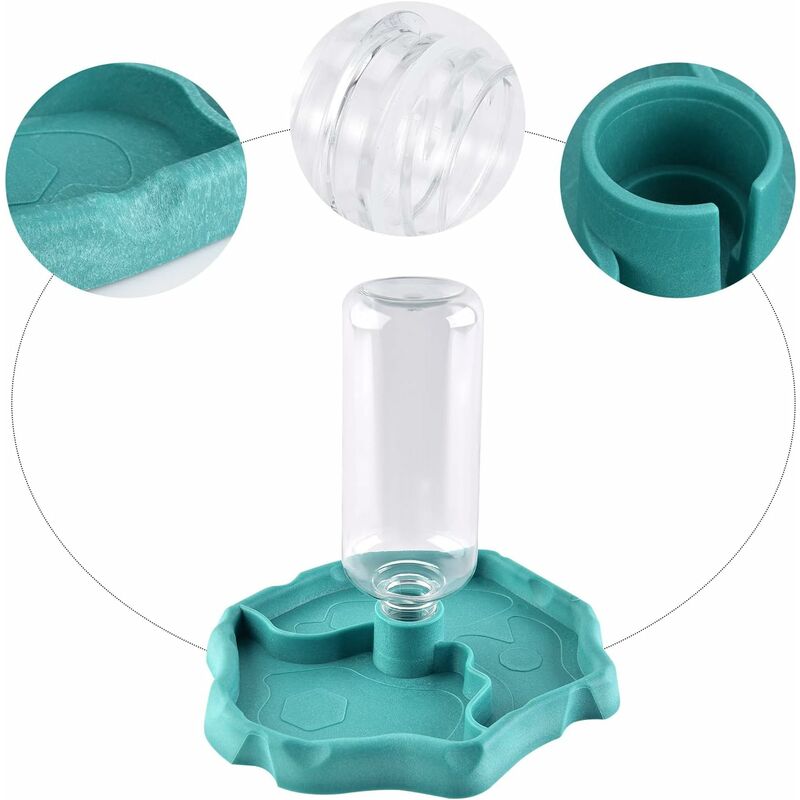 Reptile Water Dispenser, 2 In 1 Anti-Overflow Food Dispenser Bowl, Plastic Food Bowl For Tortoise Gecko - Blue