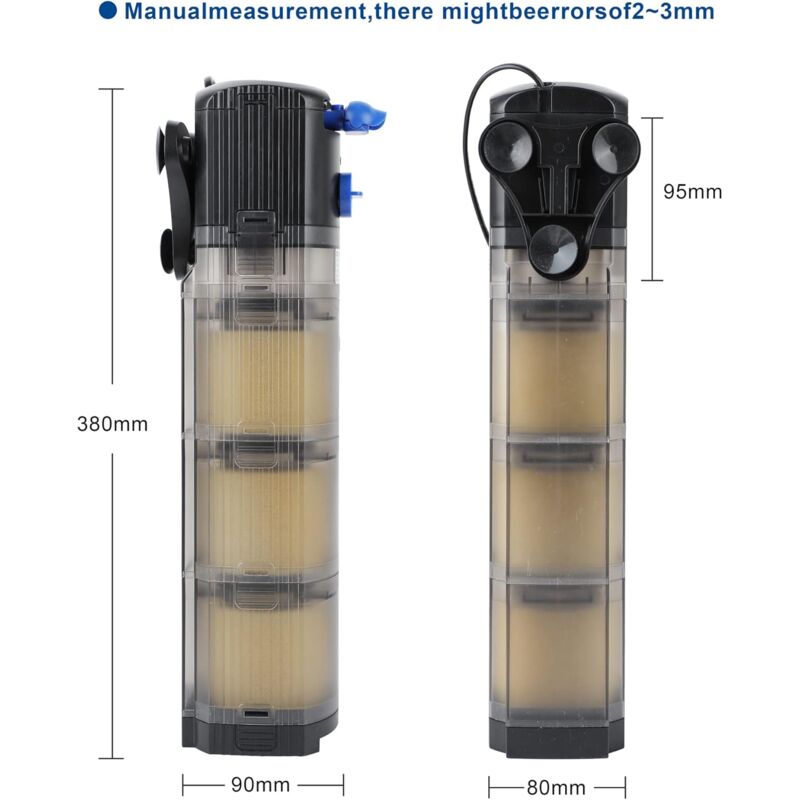 Aquarium Internal Filter Adjustable 3 In 1 Aquarium Pump For 100-300L Freshwater Or Saltwater Aquarium 1500L/H 25W