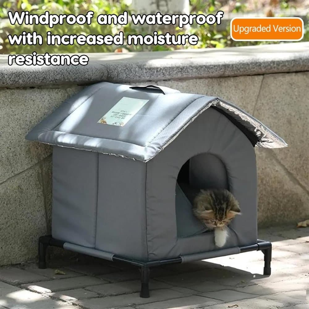 Gray Cat and Dog Bed, Waterproof Insulated Durable Pet House, Compatible with Cats and Dogs, Winter Pet Basket, 42x42cm