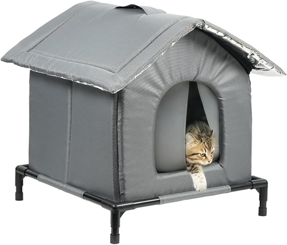 1 Pack Gray Cat and Dog Bed, Waterproof Insulated Durable Pet House Compatible with Cats and Dogs, 36x36cm