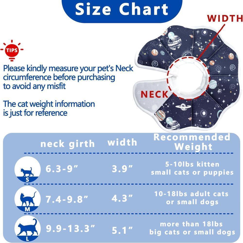 1 Adjustable Protective Collar for Cats and Dogs with Velcro, Blue, S, Compatible with Cats
