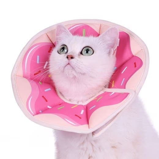 1 Adjustable Protective Collar for Cats and Dogs with Velcro, Compatible with Cats, M, Pink