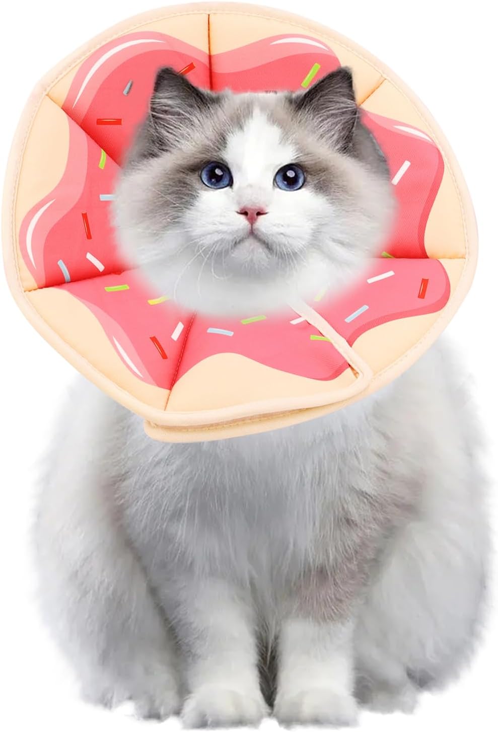 1 Adjustable Protective Collar for Cats and Dogs with Velcro, Compatible with Cats, M, Pink