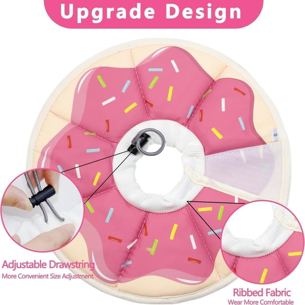 1 Adjustable Protective Collar for Cats and Dogs with Velcro, Compatible with Cats, M, Pink