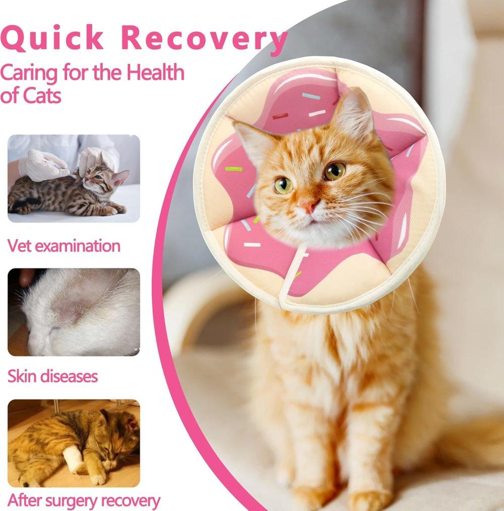 1 Adjustable Protective Collar for Cats and Dogs with Velcro, Compatible with Cats, M, Pink