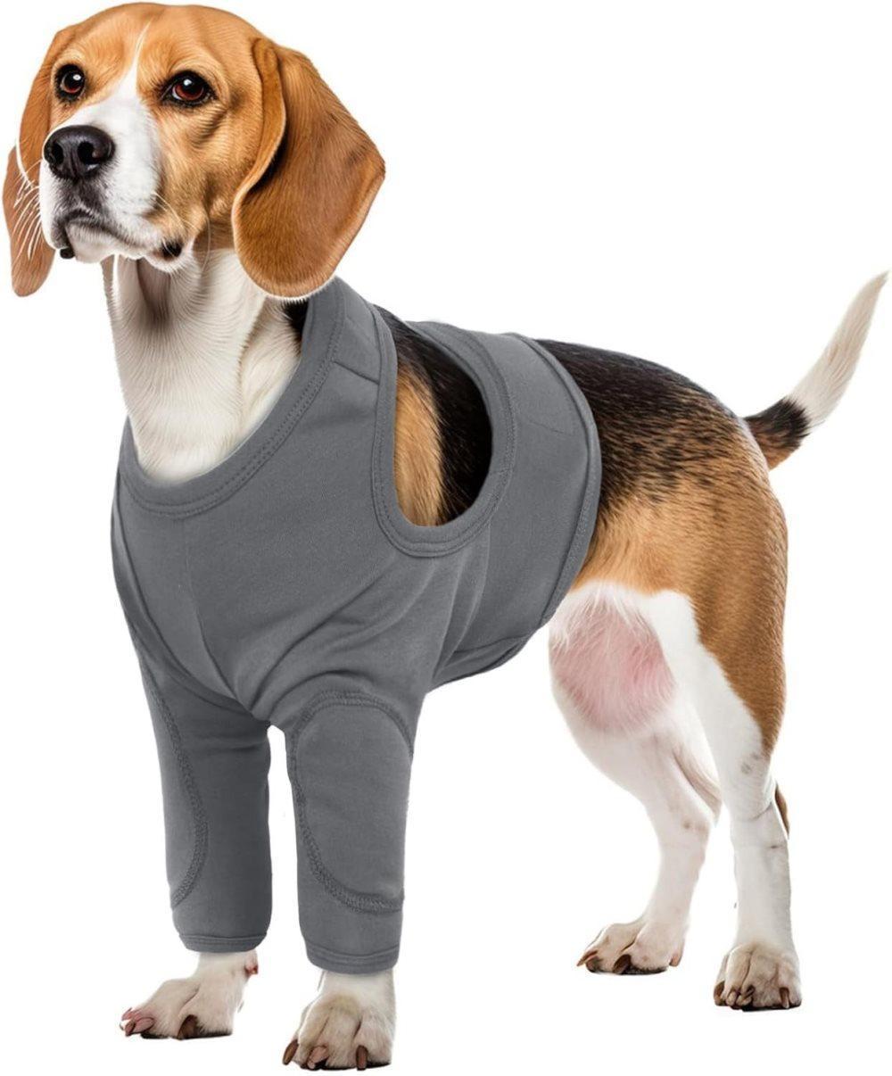3XL Dog Elbow Protector, Light Gray, Breathable Elastic Post-Surgery Protection, Prevents Licking and Biting
