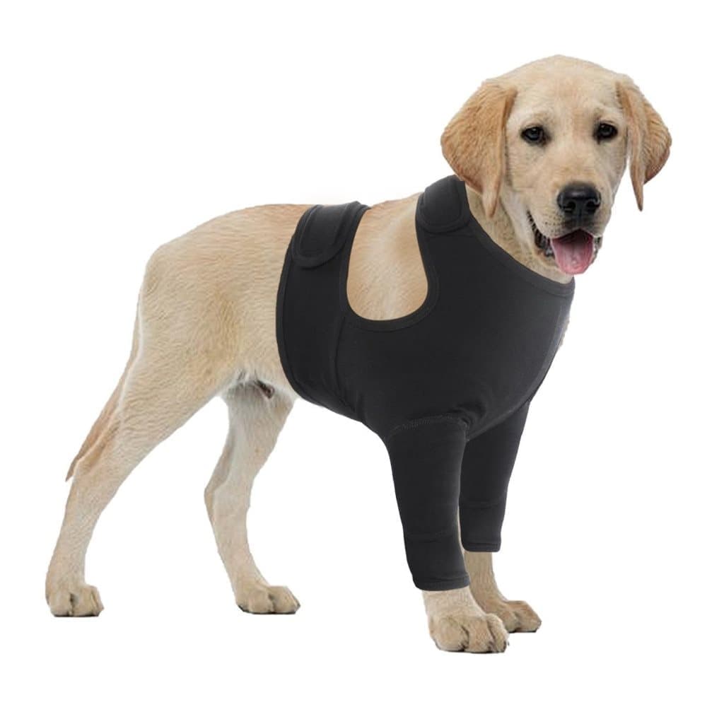 Dog Elbow Protector XL, Black, Breathable Elastic Post-Surgery Sleeve Prevents Licking and Biting