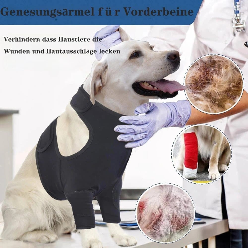 Dog Elbow Protector XL, Black, Breathable Elastic Post-Surgery Sleeve Prevents Licking and Biting