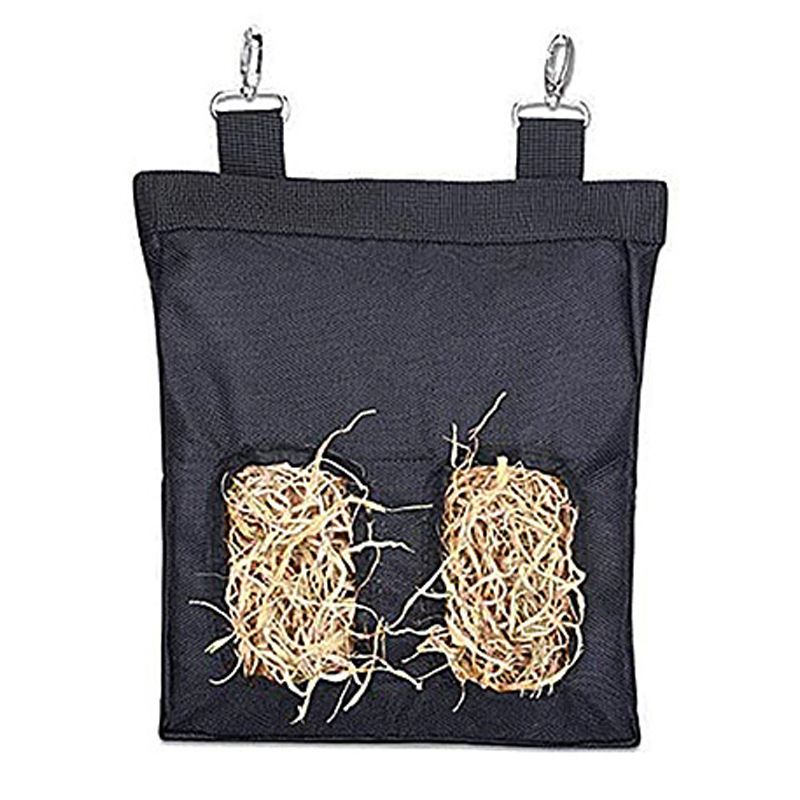 Pet Feeding Bag (Oxford Cloth) Size: two holes Color: Black for Rabbits/Guinea Pigs (1pc)