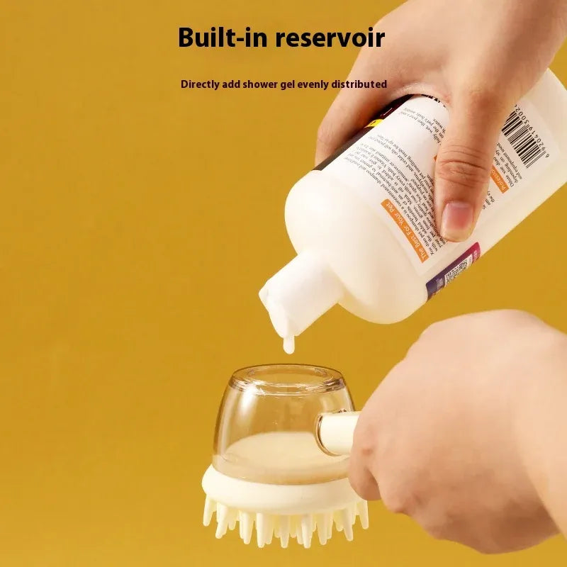 3 in 1 Pet Bath Brush Liquid Foaming Massage Brush, Coffee, 18 cm