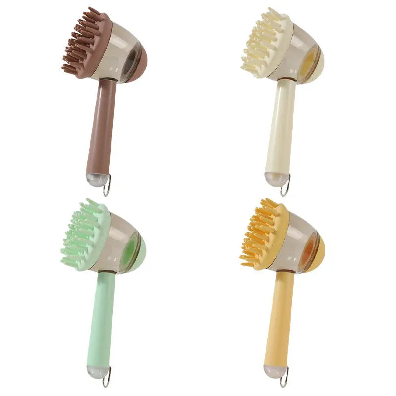 3 in 1 Pet Bath Brush Liquid Foaming Massage Brush, Coffee, 18 cm