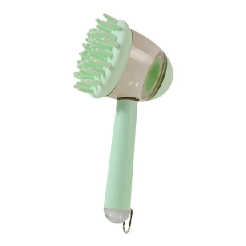 3 in 1 Pet Bath Brush Liquid Foaming Massage Brush, Green, 18 cm